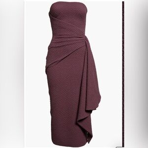 Chiara Boni La Petite Robe Airi Strapless Cloqué Faux Wrap Midi Dress